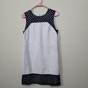 Ann Taylor Womens White‎ Black Sleeveless Back Zip Round Neck Tunic Top Size 2